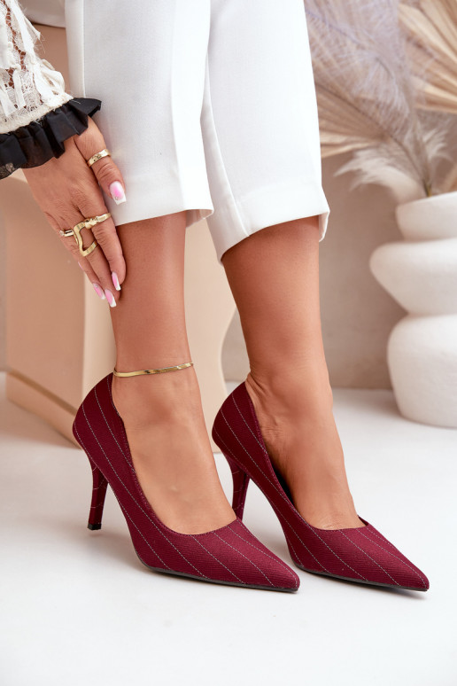 hochhackige Schuhe Feminin mit Streifen Burgund Tifidra  hochhackige Schuhe Feminin mit Streifen Burgund Tifidra