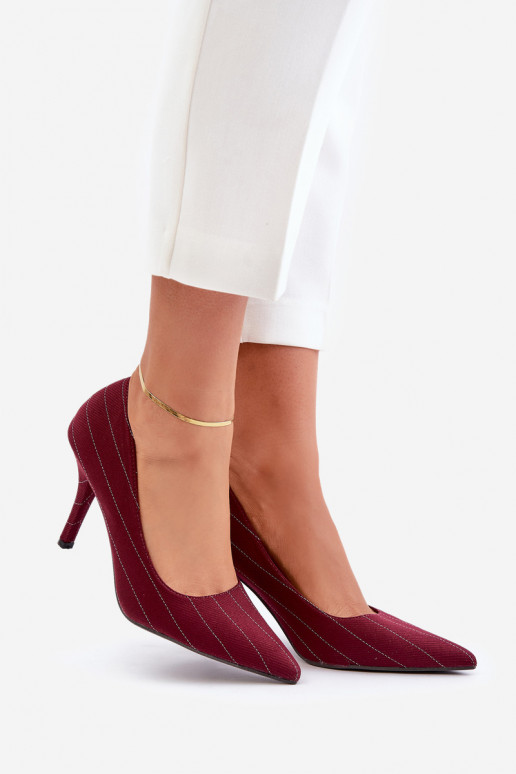 hochhackige Schuhe Feminin mit Streifen Burgund Tifidra  hochhackige Schuhe Feminin mit Streifen Burgund Tifidra