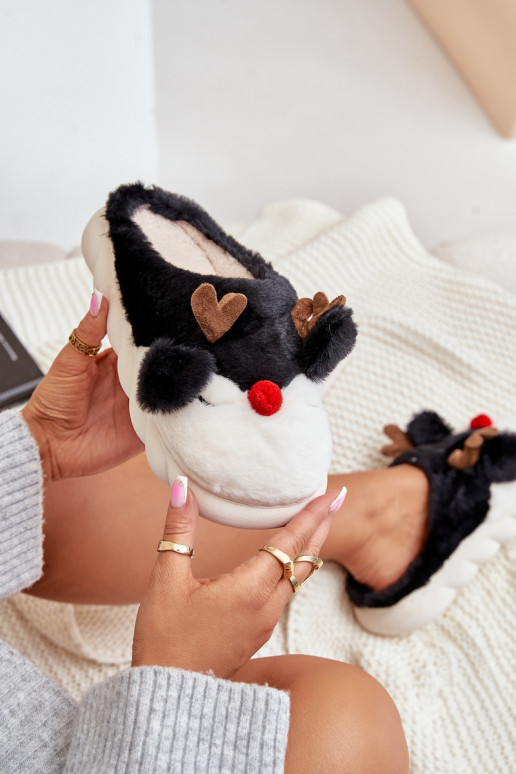 mit Pelzmantel Hausschuhe Feminin Mit einem Thema Rentier schZuarze Farbe INistira