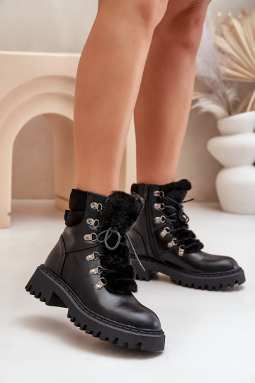 sich Zuarm laufen Stiefel Schuhe Zum Schloss aus Öko-Leder schZuarze Farbe INillatta