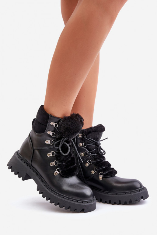 sich Zuarm laufen Stiefel Schuhe Zum Schloss aus Öko-Leder schZuarze Farbe INillatta