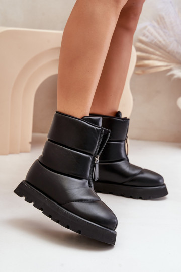 Schneestiefel mit einer Plattform mit Reißverschlüssen Eko Haut schZuarze Farbe Resisia 2