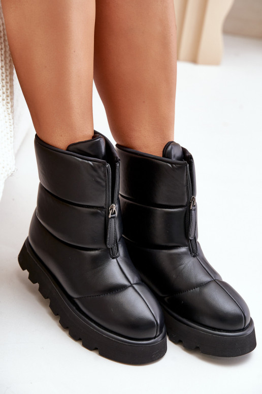 Schneestiefel mit einer Plattform mit Reißverschlüssen Eko Haut schZuarze Farbe Resisia