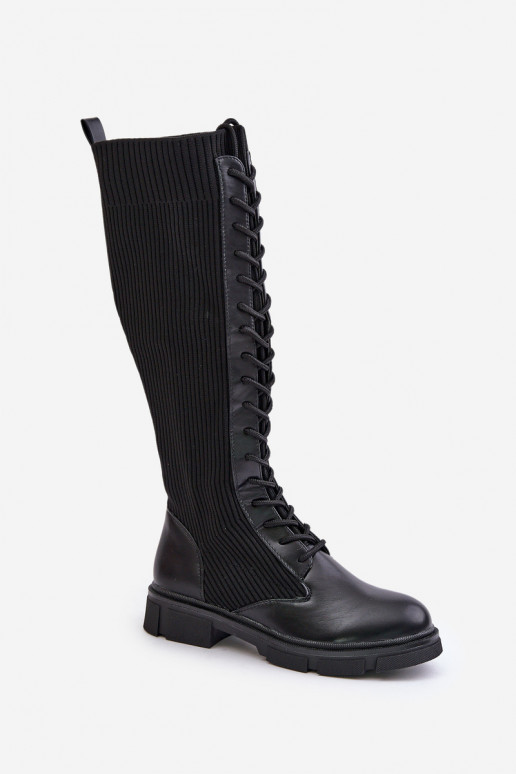 mit Schnürsenkeln Stiefel Mit flexibler Oberseite schZuarze Farbe Vamilena mit Schnürsenkeln Stiefel Mit flexibler Oberseite schZuarze Farbe Vamilena