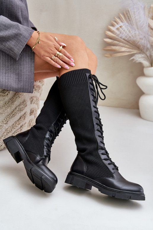 mit Schnürsenkeln Stiefel Mit flexibler Oberseite schZuarze Farbe Vamilena mit Schnürsenkeln Stiefel Mit flexibler Oberseite schZuarze Farbe Vamilena
