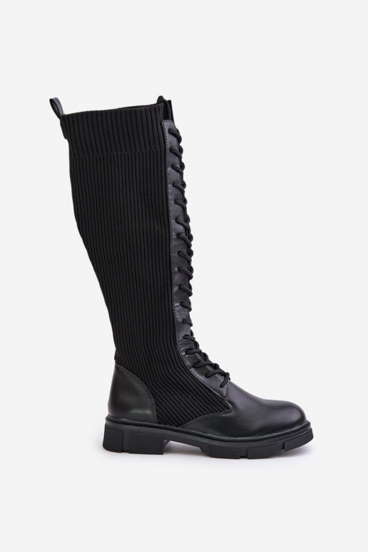 mit Schnürsenkeln Stiefel Mit flexibler Oberseite schZuarze Farbe Vamilena mit Schnürsenkeln Stiefel Mit flexibler Oberseite schZuarze Farbe Vamilena