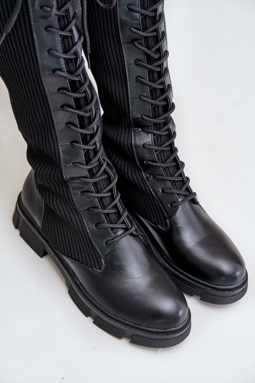 mit Schnürsenkeln Stiefel Mit flexibler Oberseite schZuarze Farbe Vamilena mit Schnürsenkeln Stiefel Mit flexibler Oberseite schZuarze Farbe Vamilena