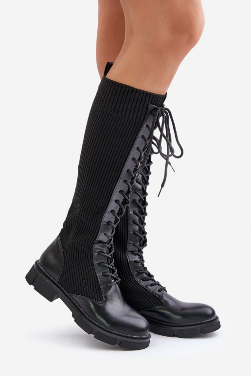 mit Schnürsenkeln Stiefel Mit flexibler Oberseite schZuarze Farbe Vamilena mit Schnürsenkeln Stiefel Mit flexibler Oberseite schZuarze Farbe Vamilena