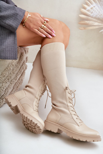 Ein überzeugendes Stilvollll Stiefel Ze SkarpetkoZuą CholeZuką Beige Iranel