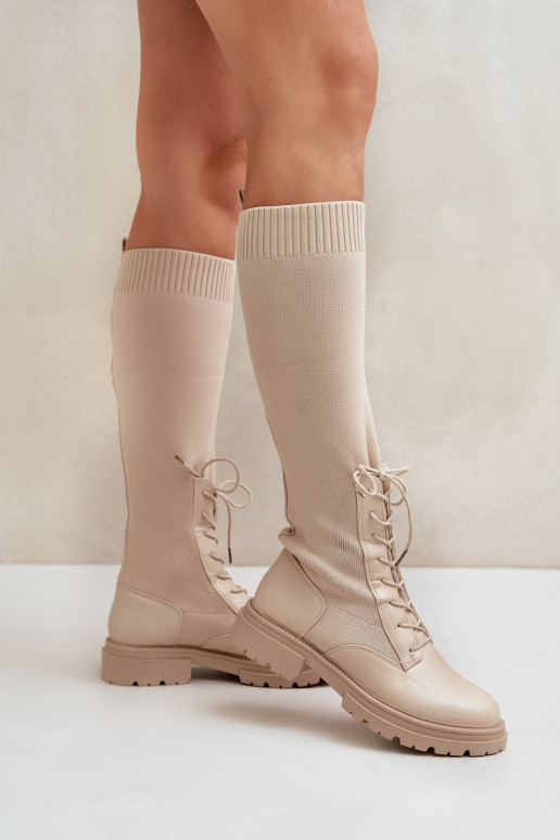 Ein überzeugendes Stilvollll Stiefel Ze SkarpetkoZuą CholeZuką Beige Iranel