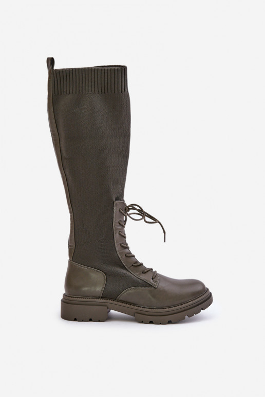 Ein überzeugendes Stilvollll Stiefel Ze SkarpetkoZuą CholeZuką Khaki-Farbe-Farbe Iranel