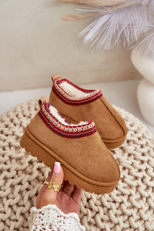 Kinderschneestiefel mit Plateau, isoliert mit Fell innen in braun Vilabria