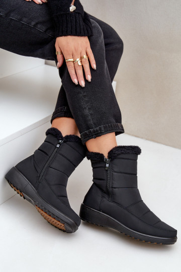 Schneestiefel Feminin Zum Schloss mit Pelzmantel schZuarze Farbe Fiorittia