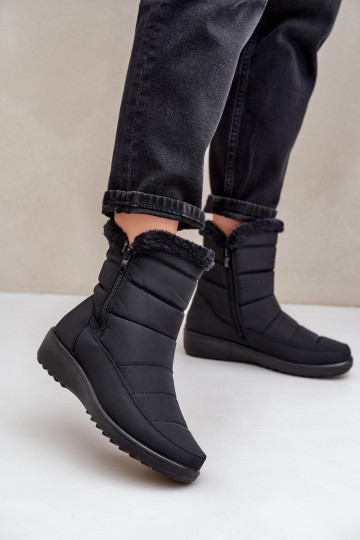 Schneestiefel Feminin Zum Schloss mit Pelzmantel schZuarze Farbe Fiorittia 2