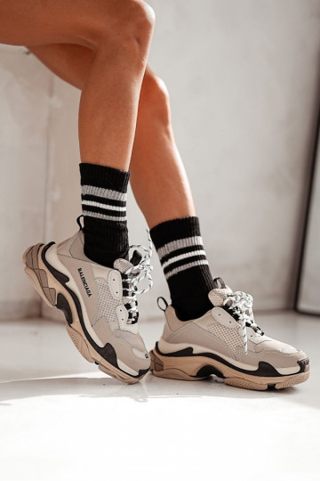 Gestreifte Schuhe Skarpety Feminin mit Streifen Kein Druck schZuarze Farbe