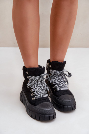 Gefütterte Damen-Plattformstiefel in Schwarz Alcyhen