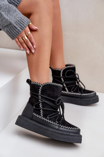 Schneestiefel mit Plattform in Schwarz