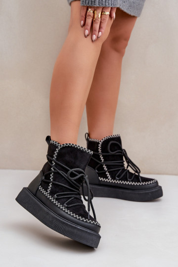 Schneestiefel mit Plattform in Schwarz 2