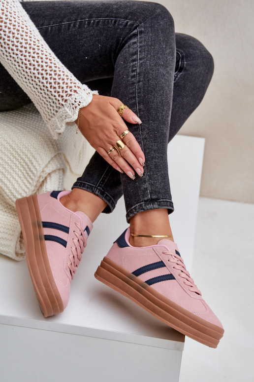 Sneakers Stilvollllschuhe Feminin mit einer Plattform pinke Farbe Egelia Sneakers Stilvollllschuhe Feminin mit einer Plattform pinke Farbe Egelia