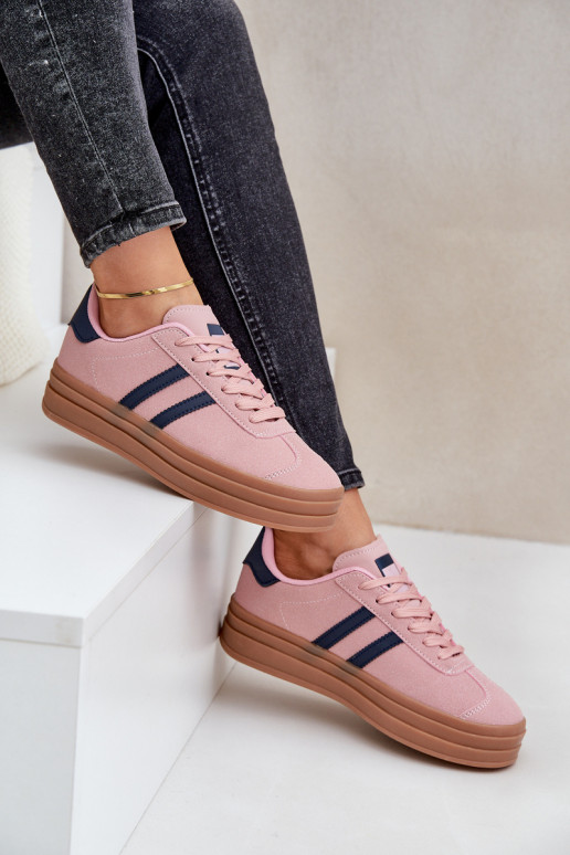 Sneakers Stilvollllschuhe Feminin mit einer Plattform pinke Farbe Egelia Sneakers Stilvollllschuhe Feminin mit einer Plattform pinke Farbe Egelia