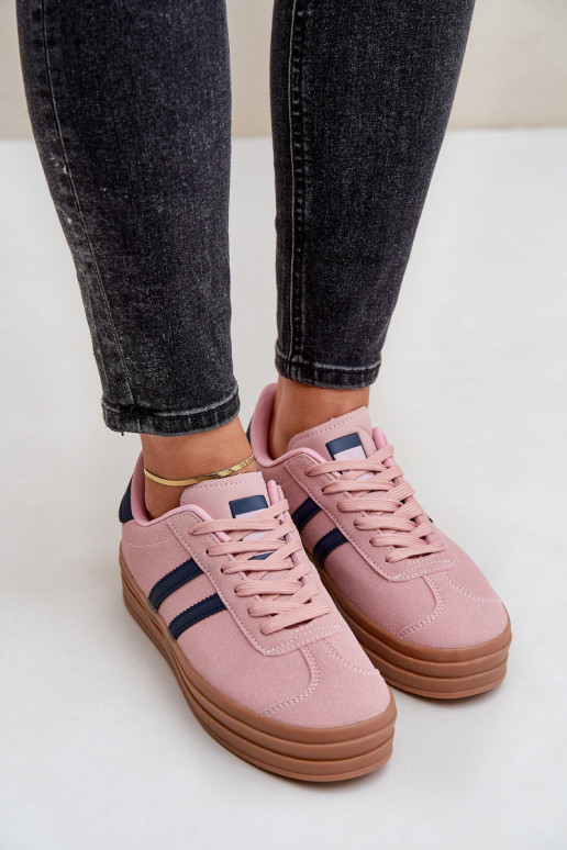 Sneakers Stilvollllschuhe Feminin mit einer Plattform pinke Farbe Egelia Sneakers Stilvollllschuhe Feminin mit einer Plattform pinke Farbe Egelia