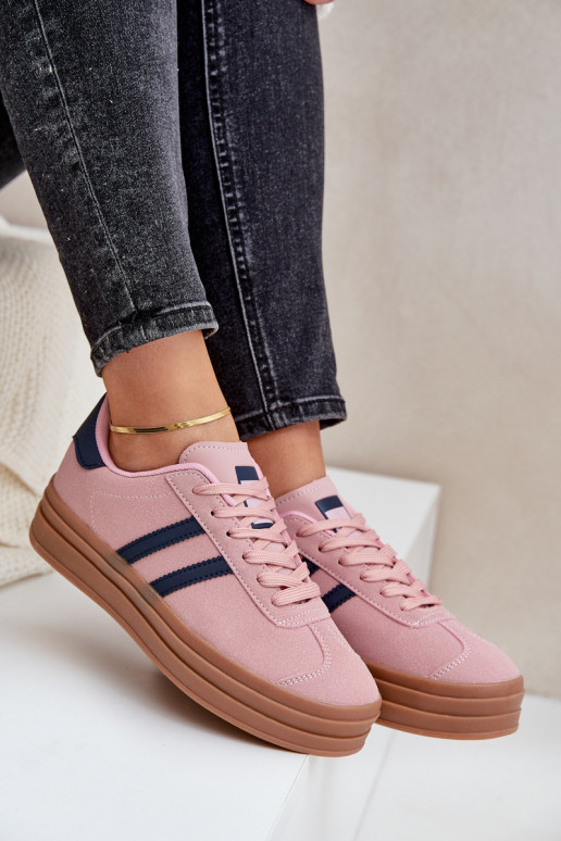 Sneakers Stilvollllschuhe Feminin mit einer Plattform pinke Farbe Egelia Sneakers Stilvollllschuhe Feminin mit einer Plattform pinke Farbe Egelia