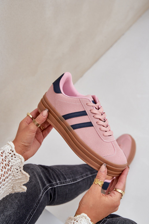 Sneakers Stilvollllschuhe Feminin mit einer Plattform pinke Farbe Egelia Sneakers Stilvollllschuhe Feminin mit einer Plattform pinke Farbe Egelia
