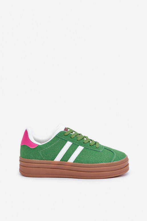 Sneakers Stilvollllschuhe Feminin mit einer Plattform grüne Farbe Egelia