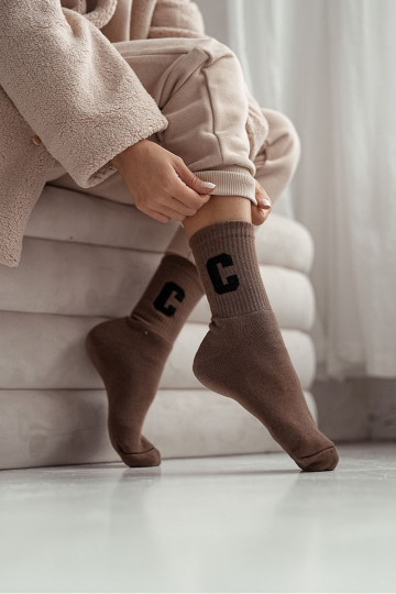 Damen-Frottee-Socken in brauner Farbe