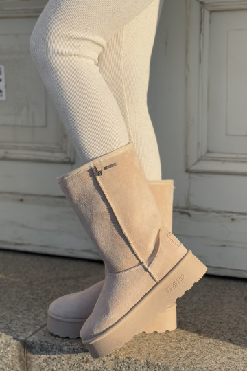 Groß Schneestiefel mit einer Plattform Big Star OO274894 elfenbeinfarbe 2