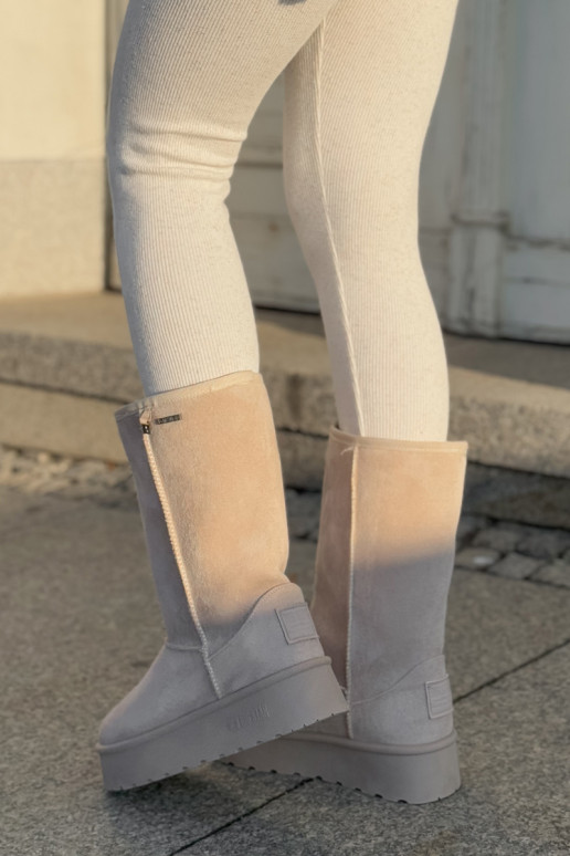 Groß Schneestiefel mit einer Plattform Big Star OO274894 elfenbeinfarbe