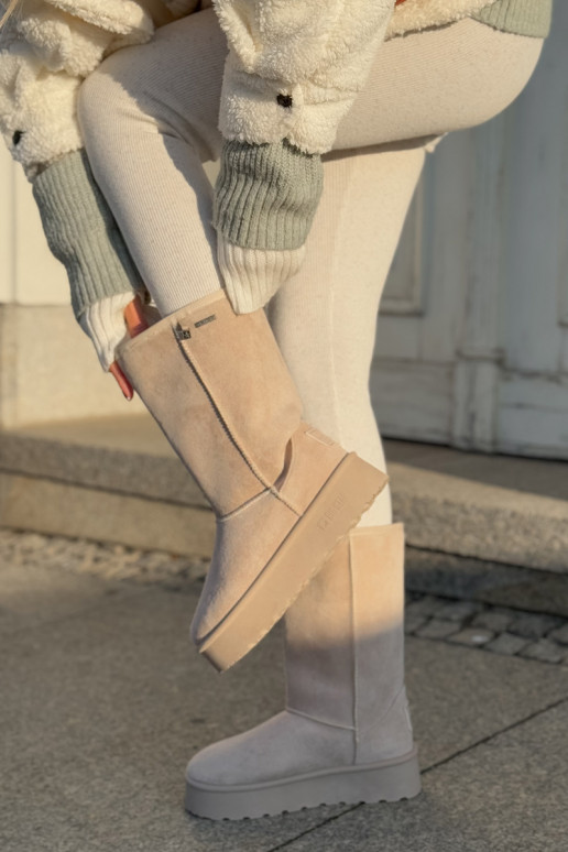 Groß Schneestiefel mit einer Plattform Big Star OO274894 elfenbeinfarbe