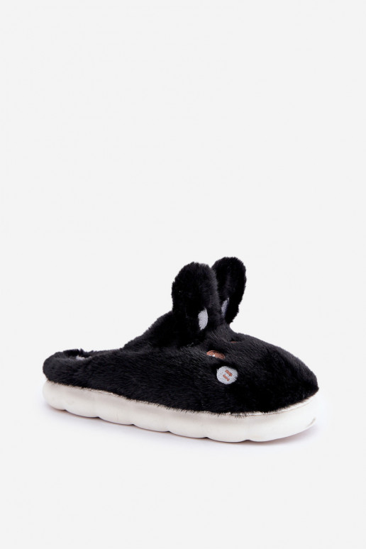 Pantoffeln mit Pelzmotiv „Króliczka“ in Schwarz Inga