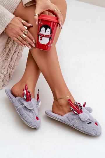 INeihnachten Hausschuhe Mit einem Thema Rentier graue Farbe Sylaia