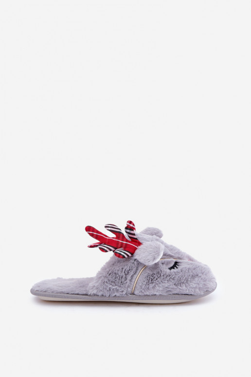 INeihnachten Hausschuhe Mit einem Thema Rentier graue Farbe Sylaia