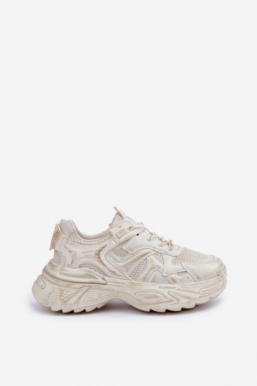 Sneakers Stilvollllschuhe Feminin Z Przetarciami mit einer Plattform Beige SeladZuen