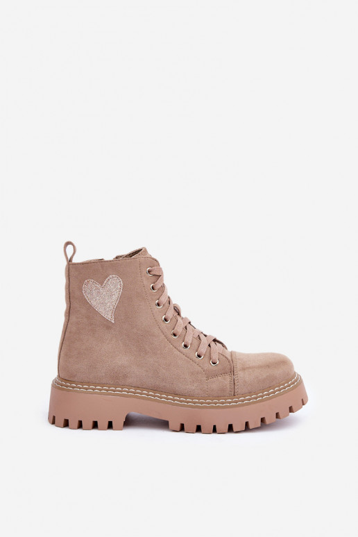 Damenstiefel Z mit Glitzer und Herzchen in sandfarbener Ausführung von Įjungtariri