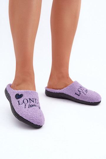 Hausschuhe für Damen mit Aufschrift und Fell Typ Baranek Inblu ET000027 in Violett