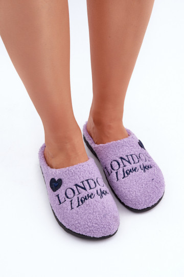 Hausschuhe für Damen mit Aufschrift und Fell Typ Baranek Inblu ET000027 in Violett 2