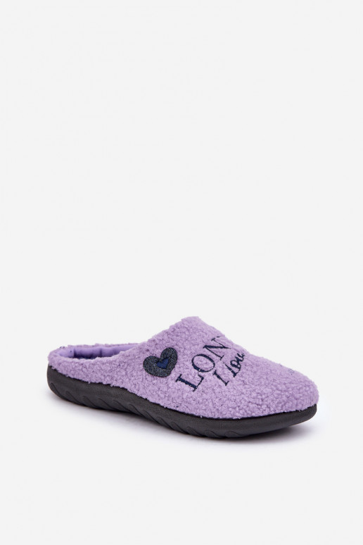 Hausschuhe für Damen mit Aufschrift und Fell Typ Baranek Inblu ET000027 in Violett