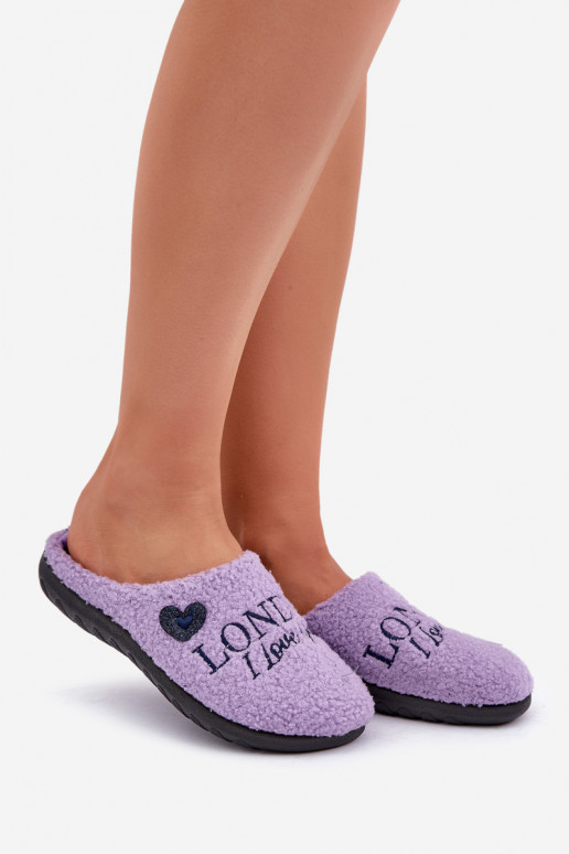 Hausschuhe für Damen mit Aufschrift und Fell Typ Baranek Inblu ET000027 in Violett