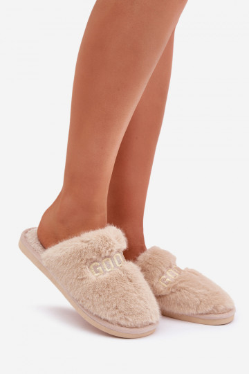 Hausschuhe Feminin mit Pelzmantel I Ermöglichtpisem Beige Kalelia