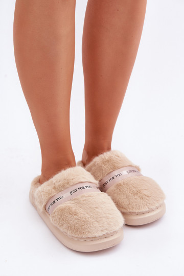 mit Pelzmantel Hausschuhe mit verzierten Absätzen Beige Savalithea 2