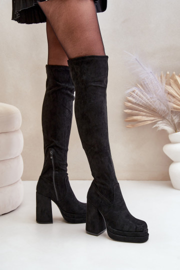 Knöchelhohe Stiefel mit Absatz und Plattform in Schwarz Nadelian 2