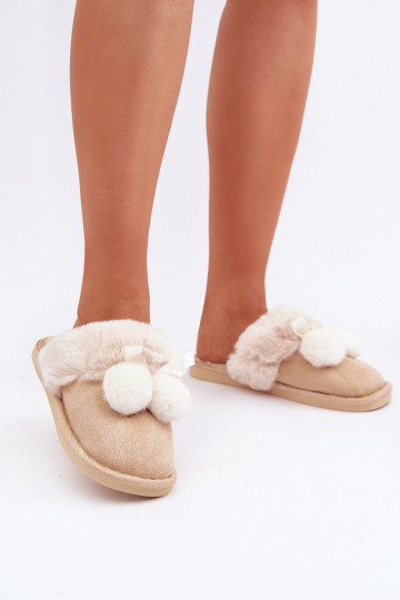 Hausschuhe Feminin mit Pelzmantel Beige Ermöglichtrtani 2