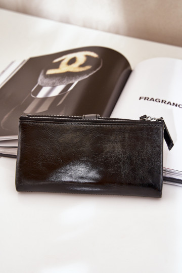 Damenbrieftasche aus Öko-Leder schZuarze Farbe Irinda 2
