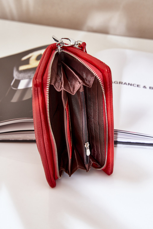 Große Damenbrieftasche mit Aufdruck aus Öko-Leder rote Farbe Es mussrtiel Große Damenbrieftasche mit Aufdruck aus Öko-Leder rote Farbe Es mussrtiel
