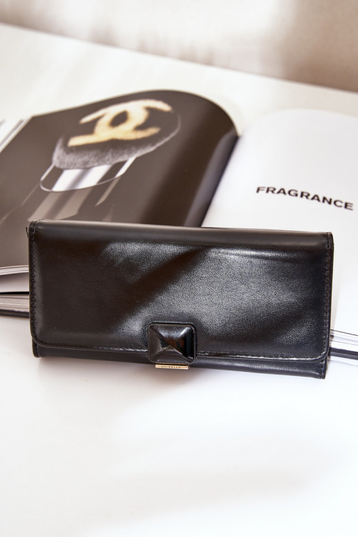 Eko Leder Gładki Damenbrieftasche schZuarze Farbe Erolia