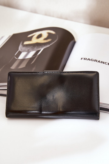 Damenbörse aus schwarzem Eco-Leder Kalinessa 2
