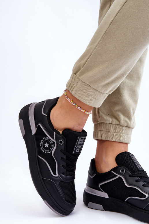 Feminin Sportlicher Stil Schuhe Big Star LL274443 SchZuarz und-graue Farbe Feminin Sportlicher Stil Schuhe Big Star LL274443 SchZuarz und-graue Farbe